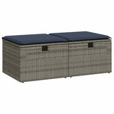 2 Piece Garden Sofa Set with Cushions Grey Poly Rattan Acacia 3328674