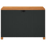 Garden Storage Box Black 110x55x63 cm Poly Rattan Acacia Wood 366285