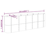 Garden Raised Bed Galvanised Steel 224x40x68 cm Grey 318899