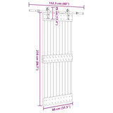 Sliding Door with Hardware Set 80x210 cm Solid Wood Pine 3332653
