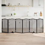 Dog Gate with Door Foldable 6 Panels Black 300 cm Poplar Wood 352223