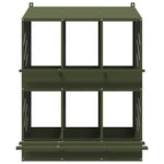 ZNTS Chicken Nesting Box with 6 Compartments Olive Green Metal 864351