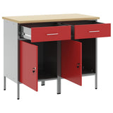 Work Cabinet with Drawer 2 pcs Red and Grey 100 x 55 x 85 cm 3321361