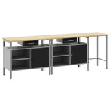 Work Bench Set 3 pcs Black and Grey Powder-Coated Steel 3321396
