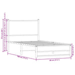 Metal Bed Frame without Mattress Sonoma Oak 75x190 cm Small Single 4007876