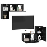 TV Cabinet Set Wall-mounted Black Oak Engineered Wood 3393268
