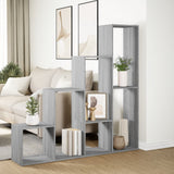 Room Divider Bookcase 4-Tier Grey Sonoma 143.5x29x143.5 cm Engineered Wood 857999