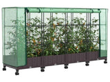 Garden Planter with Greenhouse Cover&Wheels 4 pcs Brown PP 3423138