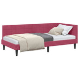 Corner Bed Frame with Headboard Wine Red 100 cm x 200 cm Velvet 42016442
