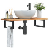 Basin Shelf Wall Mounted Steel and Solid Wood Acacia 3302713