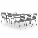 7 Piece Garden Dining Set Steel Dark Grey 3074477