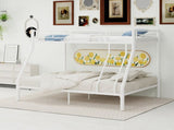White metal bunk bed with bunk beds, suitable for adults and children, equipped with ladder safety W3987P434158