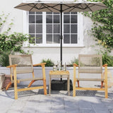 3 Piece Bistro Set Beige Poly Rattan and Solid Wood Acacia 365867