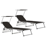 Sun Lounger Black Aluminium, Textilene Standard adult size 312458