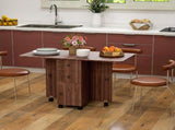Multi-Storage Six-Person Drop Leaf Dining Table - Distressed Brown T3398P344156