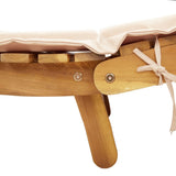 Sun Lounger with Cushion Beige Solid Wood Acacia 367635