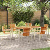Garden Dining Set 7 pcs Solid Teak Wood and Stainless Steel 3334826