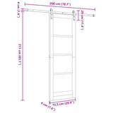 Sliding Door Natural and White 73.5 x 211 cm Solid Pine Wood 3445423