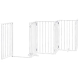 Dog Gate with Door Foldable 15 Panels White 750 cm Poplar Wood 3155540