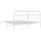 Metal Bed Frame without Mattress with Headboard White 180x200cm 377170