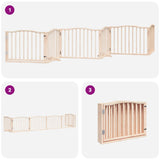 Dog Gate with Door Foldable 6 Panels 480 cm Poplar Wood 3155609