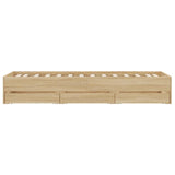 Bed Frame with Drawers without Mattress Sonoma Oak 100x200 cm 3207289
