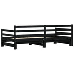 ZNTS Daybed with Trundle Black 90x200 cm Solid Wood Pine 836149