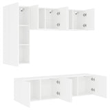 5 Piece TV Wall Units White Engineered Wood 3216464