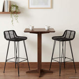 Bar Stool 2 pcs Black 44 x 46 x 91 cm Rattan and Steel 42033205