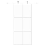 Sliding Door White 90x205 cm Tempered Glass and Aluminium 155217