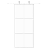Sliding Door White 90x205 cm Tempered Glass and Aluminium 155217