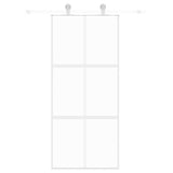 Sliding Door White 90x205 cm Tempered Glass and Aluminium 155217