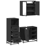 ZNTS 3 Piece Bathroom Furniture Set Black Engineered Wood 3301025