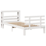 Bed Frame with Headboard without Mattress White 75x190 cm Small Single 3306097