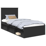 Bed Frame with Headboard Black 90 x 200 cm Solid Pine Wood 3411056