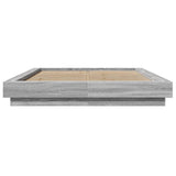 Bed Frame with LED Lights without Mattress Grey Sonoma 135x190cm 3281138