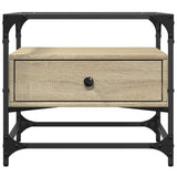 Coffee Table with Glass Top Sonoma Oak 50x50x45 cm Steel 846050
