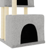 Cat Tree with Sisal Scratching Posts Light Grey 122 cm 172053