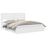 Storage Bed with Headboard White 200 x 200 cm Engineered Wood 3411544