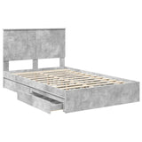 Storage Bed Concrete Grey 135 x 190 cm Engineered Wood 3409562