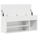 Shoe Bench High Gloss White 102x30.5x45 cm Engineered Wood 861149
