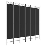 6-Panel Room Divider Black 240x220 cm Fabric 350177