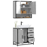 ZNTS 2 Piece Bathroom Furniture Set Grey Sonoma Engineered Wood 3300928