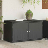 Garden Storage Cabinet Black 110x55x60.5 cm Poly Rattan 365567