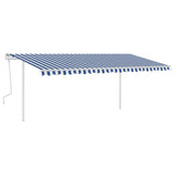 ZNTS Manual Retractable Awning with LED 5x3.5 m Blue and White 3070061