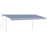 Manual Retractable Awning with LED 5x3.5 m Blue and White 3070061