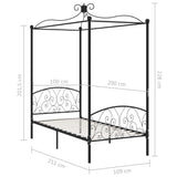 284475 Canopy Bed Frame without Mattress Black Metal 100x200 cm