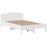 Bookcase Bed without Mattress White 135x190 cm Double Solid Wood Pine 3323153