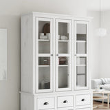 Cabinet with Glass Doors BODO White Solid Wood Pine 355077