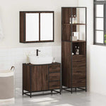 ZNTS 3 Piece Bathroom Furniture Set Brown Oak Engineered Wood 3301139